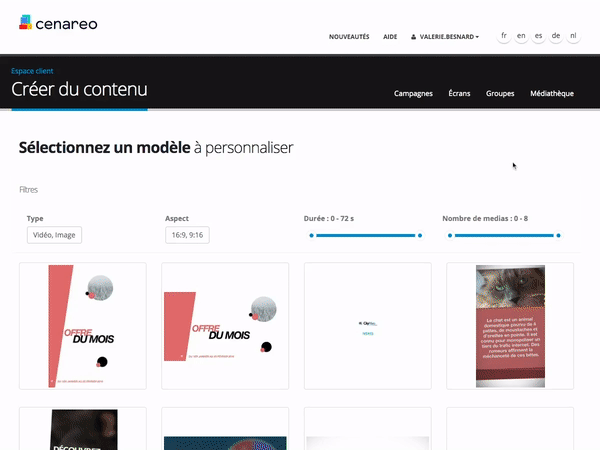 Template personnalisable affichage dynamique